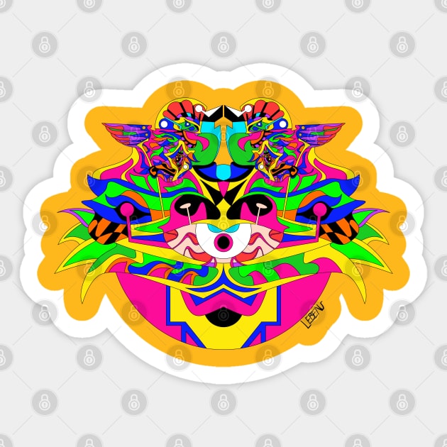 eye sky alien in monster madness ecopop pattern in mexican totonac colors Sticker by jorge_lebeau